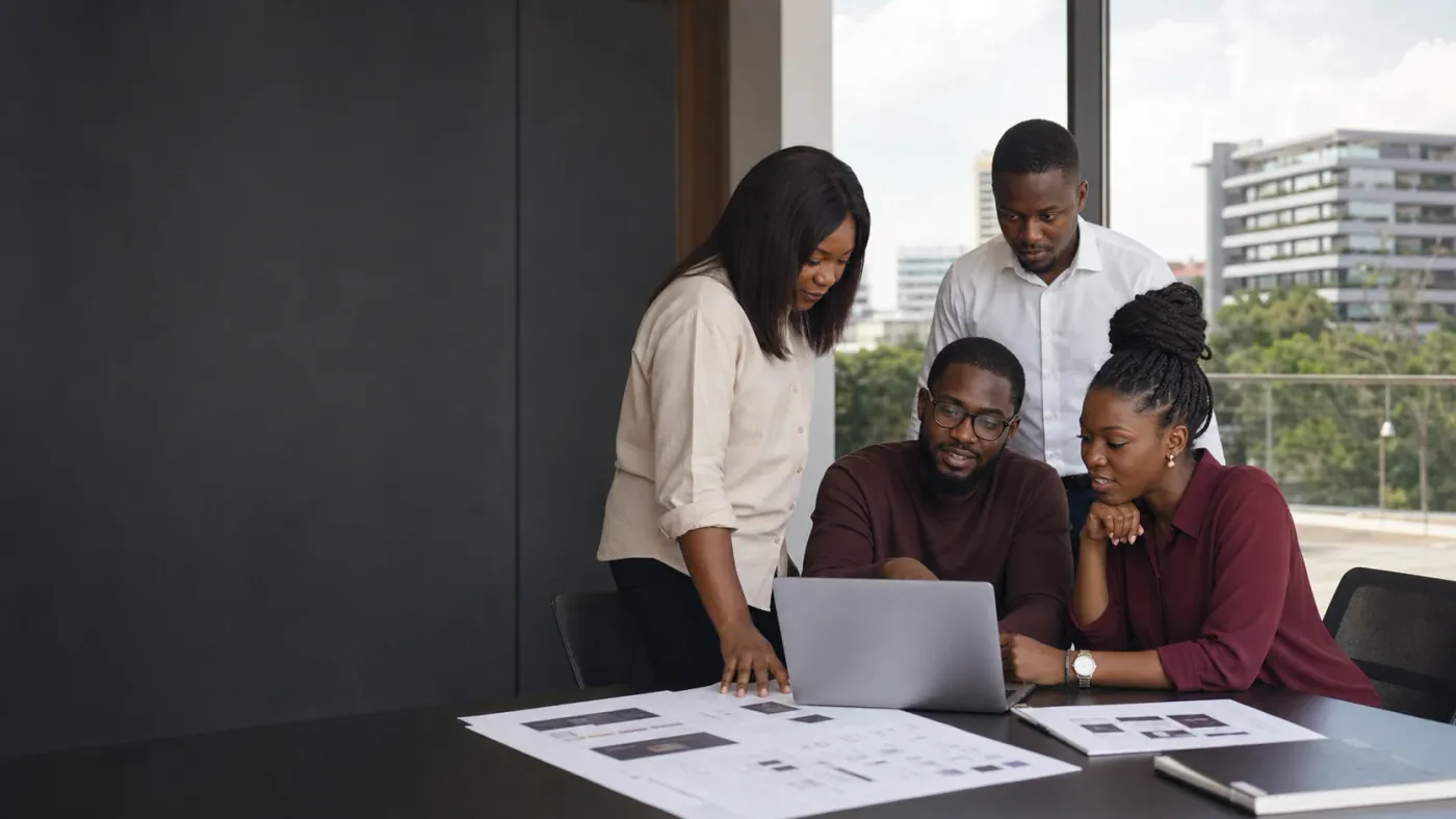 A Ghanaian technology team collaborating in Accra